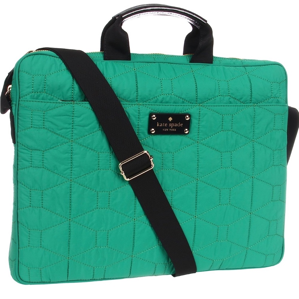 Kate Spade New York Signature Spade Quilted-Chad Laptop Bag,Emerald,One Size